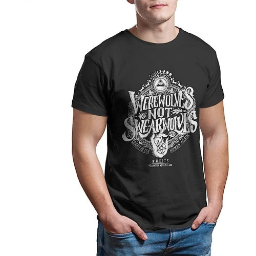 Novelty Werewolves Not Swearwolves T-Shirt Men 95% Cotton T Shirts What We Do in The Shadows Short Sleeve Tee Shirt Gift Tops Black