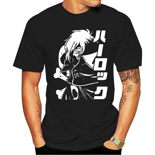 Awesome Space Pirate Captain Harlock Albator Anime T Shirt Young Design Soft Cotton Homme Tee Shirt Black Awesome Space Pirate Captain Harlock Albator Anime T Shirt Young Design Soft Cotton Homme Tee Shirt Black