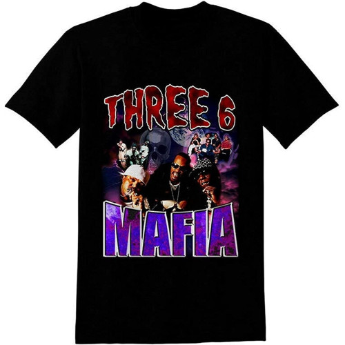Three 6 Mafia Hip HOP Rap Black T-Shirt Streetwear Tops TEE Shirt Three 6 Mafia Hip HOP Rap Black T-Shirt Streetwear Tops TEE Shirt