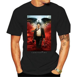 Constantine 2005 Movie Poster Keanu Reeves T Shirt 95% Cotton Black Constantine 2005 Movie Poster Keanu Reeves T Shirt 95% Cotton Black