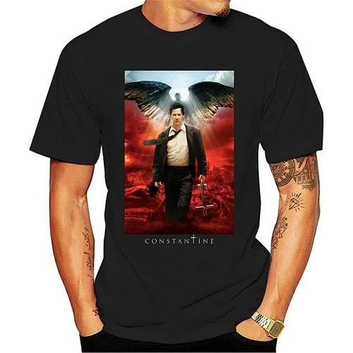 Constantine 2005 Movie Poster Keanu Reeves T Shirt 95% Cotton Black
