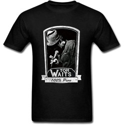 zulian Men's Tom Wait Design Short Sleeve T Shirt Black