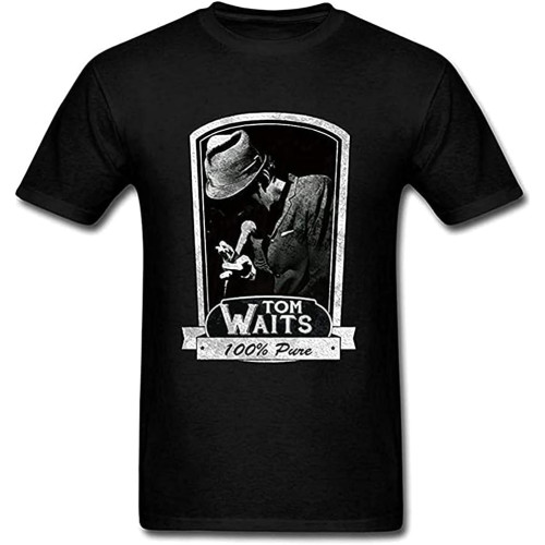 zulian Men's Tom Wait Design Short Sleeve T Shirt Black zulian Men's Tom Wait Design Short Sleeve T Shirt Black