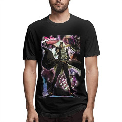 JoJo's Bizzare Adventure Man Crew Neck T-Shirts Casual Tops tee Black Training Cotton JoJo's Bizzare Adventure Man Crew Neck T-Shirts Casual Tops tee Black Training Cotton