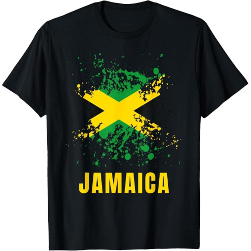 Jamaica Retro Vintage Watercolors Sport Jamaican Flag Cotton Men T Shirt