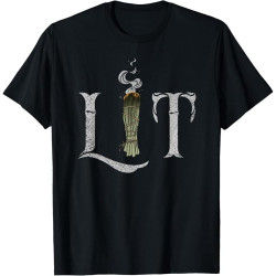 Lit Funny Halloween Witch Pagan Burning Sage Smudge Stick Cotton Men T Shirt Lit Funny Halloween Witch Pagan Burning Sage Smudge Stick Cotton Men T Shirt