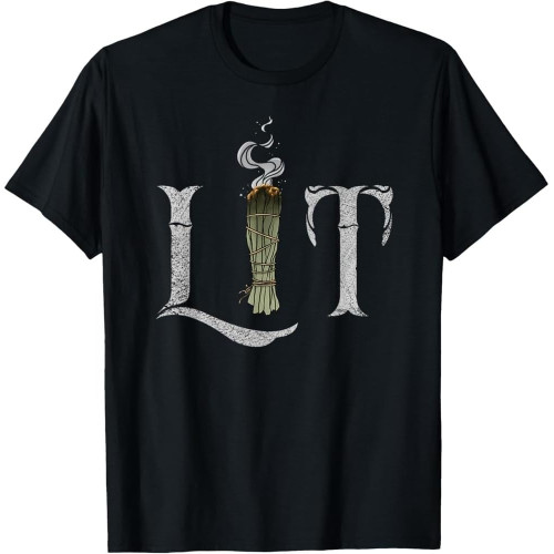 Lit Funny Halloween Witch Pagan Burning Sage Smudge Stick Cotton Men T Shirt Lit Funny Halloween Witch Pagan Burning Sage Smudge Stick Cotton Men T Shirt