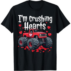 I Crush Hearts Monster Truck Toddler Boys Valentines Day Cotton Men T Shirt