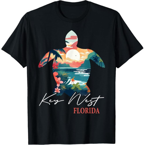 Key West Florida Turtle Paradise Family Summer Vacation Cotton Men T Shirt