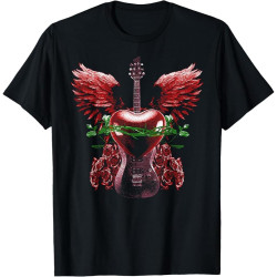 Love & Rock Guitar Rose Valentines Day Music Rock and Roll Cotton Men T Shirt