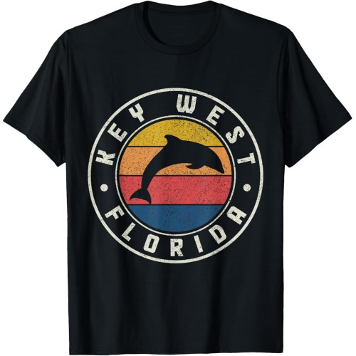 Key West Florida Dolphin Souvenir Vintage Cotton Men T Shirt Key West Florida Dolphin Souvenir Vintage Cotton Men T Shirt