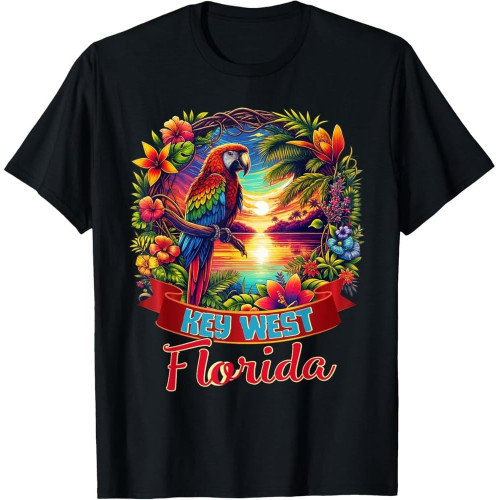 Key West Florida Shirt Parrot Tropical Beach Hibiscus Flower Cotton Men T Shirt Key West Florida Shirt Parrot Tropical Beach Hibiscus Flower Cotton Men T Shirt