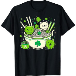 Irish Ramen Cats Cute Anime St Patrick's Day Women Girls Cotton Men T Shirt Irish Ramen Cats Cute Anime St Patrick's Day Women Girls Cotton Men T Shirt