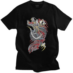 Kazuma Kiryu T Shirt Men Short Sleeve Pure Cotton T-Shirt Graphic Yakuza Tee Streetwear Tshirt Japan Dragon Gangster Top Black