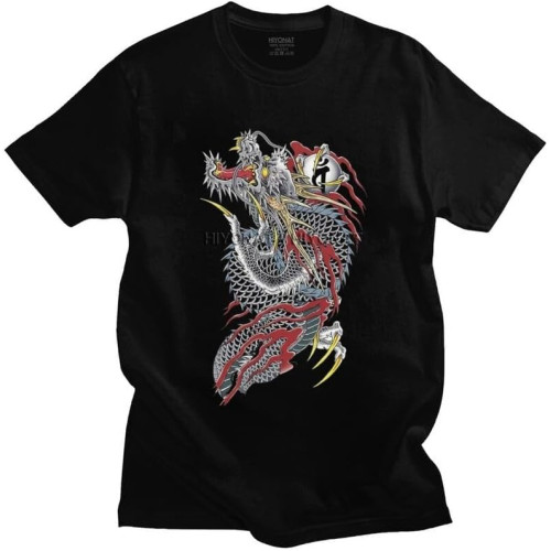 Kazuma Kiryu T Shirt Men Short Sleeve Pure Cotton T-Shirt Graphic Yakuza Tee Streetwear Tshirt Japan Dragon Gangster Top Black