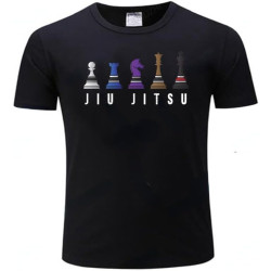 Harajuku Men Tshirt Jiu Jitsu BJJ Chess with Text Light - Men's Organic T Shirt T-Shirts Women tees top Short Black
