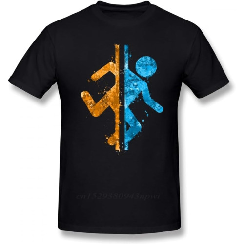 Portal T Shirt Portal Splatter T-Shirt Printed Casual Tee Shirt Mens Cute Cotton Short Sleeves Tshirt Black Portal T Shirt Portal Splatter T-Shirt Printed Casual Tee Shirt Mens Cute Cotton Short Sleeves Tshirt Black