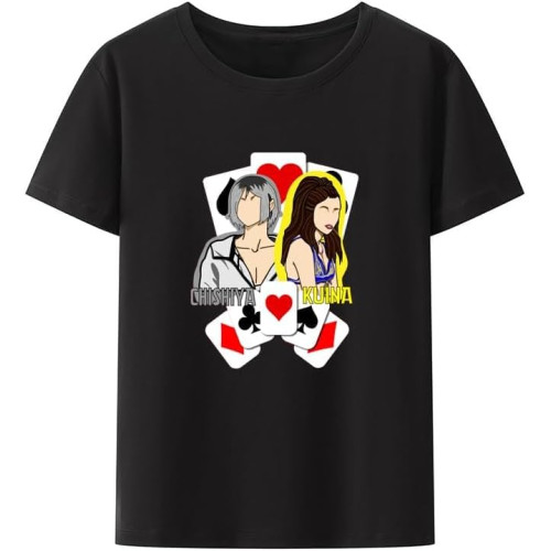 Women Alice in Borderland Short-Sleev Creative Cotton Print T Shirt Men Humor Casual Streetwear Harajuku Fashion Shirt Black