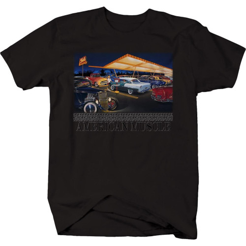 American Muscle - Hotrod Car Truck Drive-in Cruise T Shirt Black American Muscle - Hotrod Car Truck Drive-in Cruise T Shirt Black