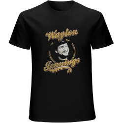 Waylon Jennings Head Shot T-Shirt Mens Unisex Black Tees