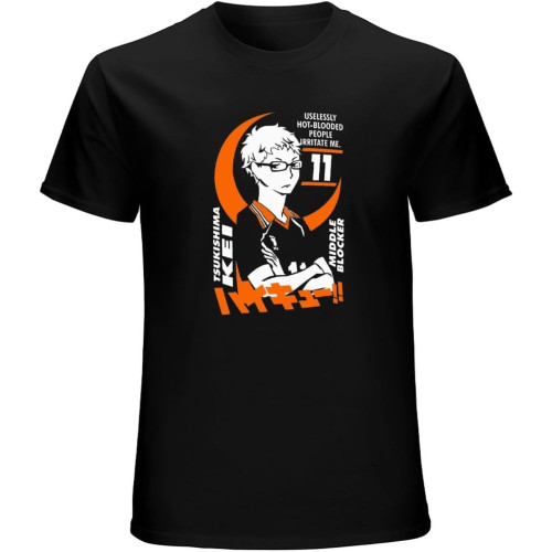 Tsukishima Kei Haikyuu Funny Hip Hop T-Shirt Mens Unisex Black Tees Tsukishima Kei Haikyuu Funny Hip Hop T-Shirt Mens Unisex Black Tees