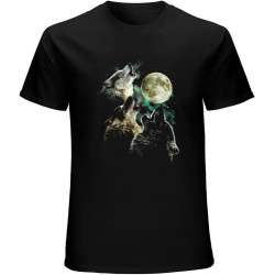The Mountain Three Wolf Moon T-Shirt Mens Unisex Black Tees