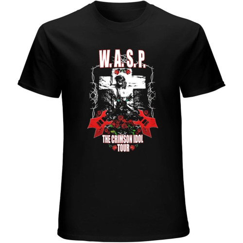 Wasp Crimson Idol Tour Heavy Metal T-Shirt Mens Unisex Black Tees Wasp Crimson Idol Tour Heavy Metal T-Shirt Mens Unisex Black Tees