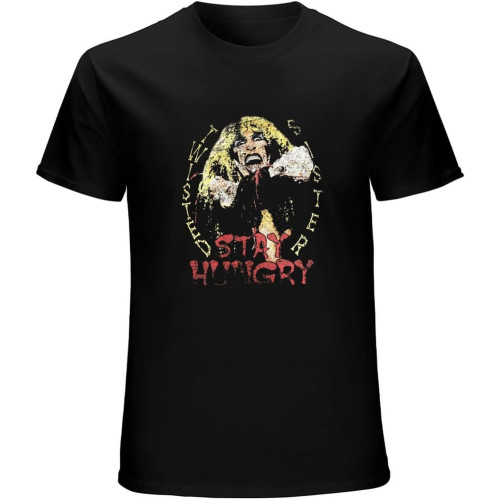 Twisted Sister Stay Hungry Dee Snider Glam Concert Music T-Shirt Mens Unisex Black Tees