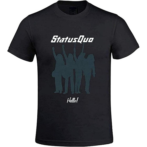 Status Quo Hello Men's T Shirts with Designs Round Neck Black Status Quo Hello Men's T Shirts with Designs Round Neck Black