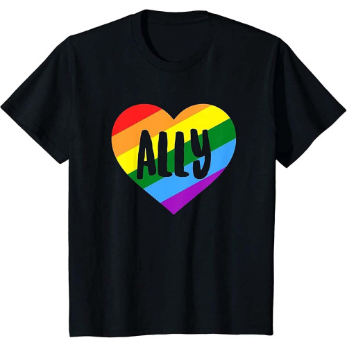 LGBTQ Ally for Gay Pride Equality Freedom Heart Youth Unisex T-Shirt LGBTQ Ally for Gay Pride Equality Freedom Heart Youth Unisex T-Shirt
