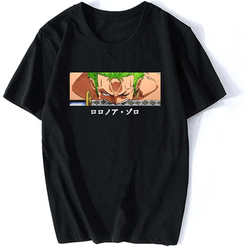 Roronoa Zoro Print T-Shirt Men Japanese Men Cotton t-Shirt Fashion Loose Casual Tshirt Men Tops Streetwear Harajuku Black