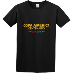 Men's T Shirt Copa America Logo Football Double Stitch Sleeves and Hem Black Men's T Shirt Copa America Logo Football Double Stitch Sleeves and Hem Black