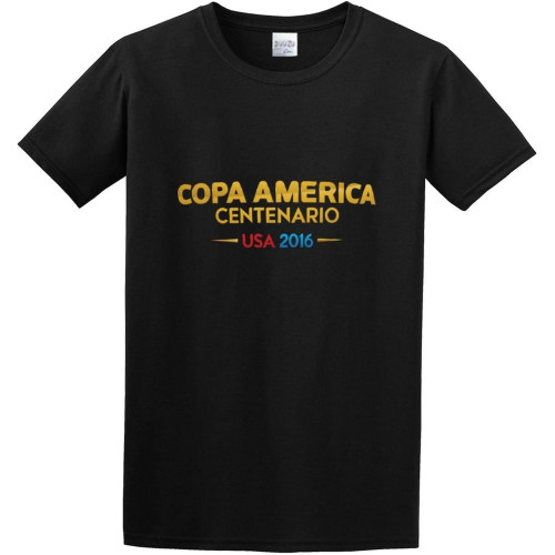 Men's T Shirt Copa America Logo Football Double Stitch Sleeves and Hem Black Men's T Shirt Copa America Logo Football Double Stitch Sleeves and Hem Black