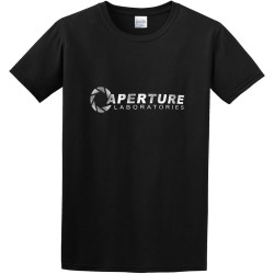Men's T Shirt Vintage Aperture Laboratories Science Logo Labs Game Portal Hand wash Recommended Black