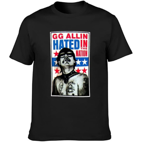 Men's T-Shirt Feel Soft Gg Allin Hated in The Nation Punk Rock Soft and Light Black Men's T-Shirt Feel Soft Gg Allin Hated in The Nation Punk Rock Soft and Light Black
