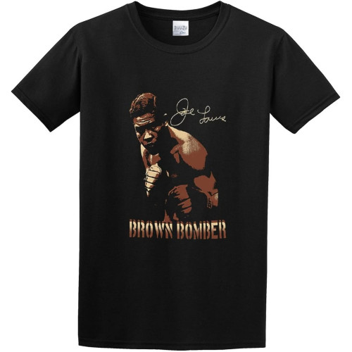 Men's Fashion T Shirts Joe Louis Boxer Boxing Legend Gloves Brown Bomber Do not Bleach Black