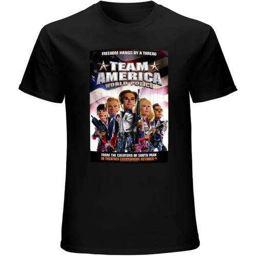Team America World Police Cool 21st Century Comedy Movie Poster Fan Unisex T-Shirt Graphic Printed Tee Mens Black Shirt Team America World Police Cool 21st Century Comedy Movie Poster Fan Unisex T-Shirt Graphic Printed Tee Mens Black Shirt