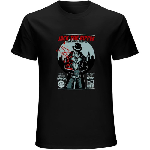 Jack The Ripper Unisex T-Shirt Graphic Printed Tee Mens Black Shirt Jack The Ripper Unisex T-Shirt Graphic Printed Tee Mens Black Shirt