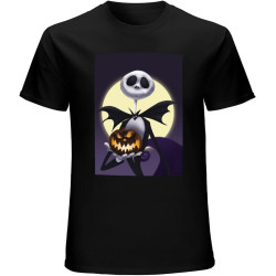 Jack Skellington Unisex T-Shirt Graphic Printed Tee Mens Black Shirt