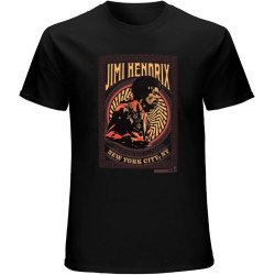 Jimi Hendrix Years Day NYC 1970 Art Deco Guitar Unisex T-Shirt Graphic Printed Tee Mens Black Shirt