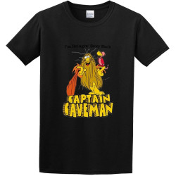 Fashion T-Shirts Captain Caveman Retro Animated 80'S Tv Show Black