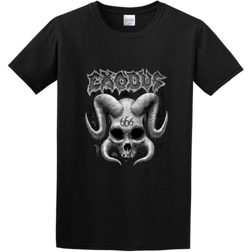 Unisex T-Shirt Exodus Horned Skull Black Unisex T-Shirt Exodus Horned Skull Black