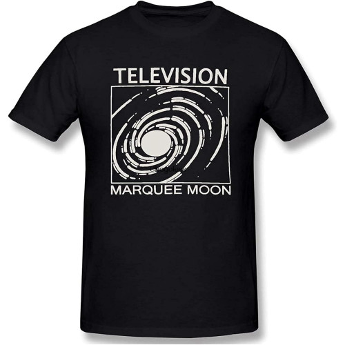 JohnnyKJayTee Men's Marquee Moon Art T Shirts with Men's Black Short Sleeve