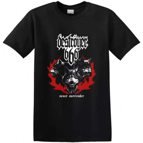 Destroyer 666 - 'Wolves and Flames' T-Shirt Black