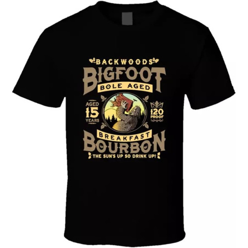 Backwoods Bigfoot Bole-Aged Breakfast Bourbon Funny Sasquatch T Shirt Tee New Black Backwoods Bigfoot Bole-Aged Breakfast Bourbon Funny Sasquatch T Shirt Tee New Black