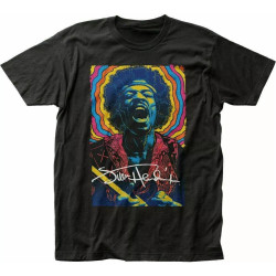Jimi Hendrix Rainbow Drawing T Shirt Mens Rock N Roll Music Tee Black