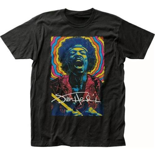 Jimi Hendrix Rainbow Drawing T Shirt Mens Rock N Roll Music Tee Black