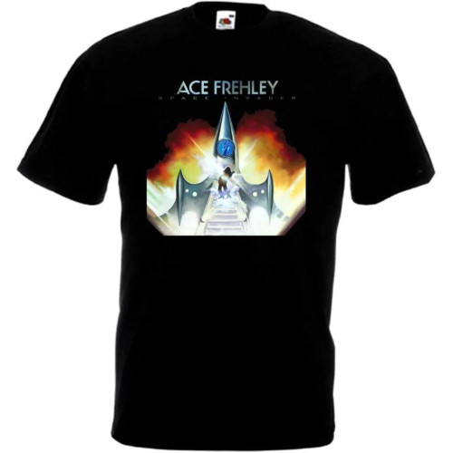 Ace Frehley Space Invader v8 T-Shirt Black Hard Rock Heavy Metal Black Ace Frehley Space Invader v8 T-Shirt Black Hard Rock Heavy Metal Black