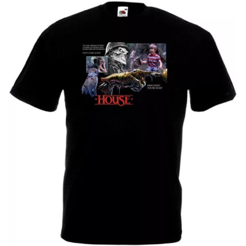 House v5 T Shirt Black Horror Movie Poster Black