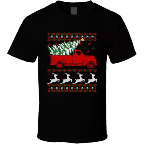 Christmas Tree Car Santa Xmas Holiday New Year Design Love T Shirt Gift New Black